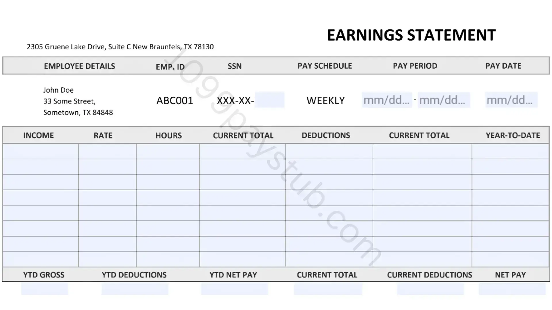 Independent Contractor Pay Stub